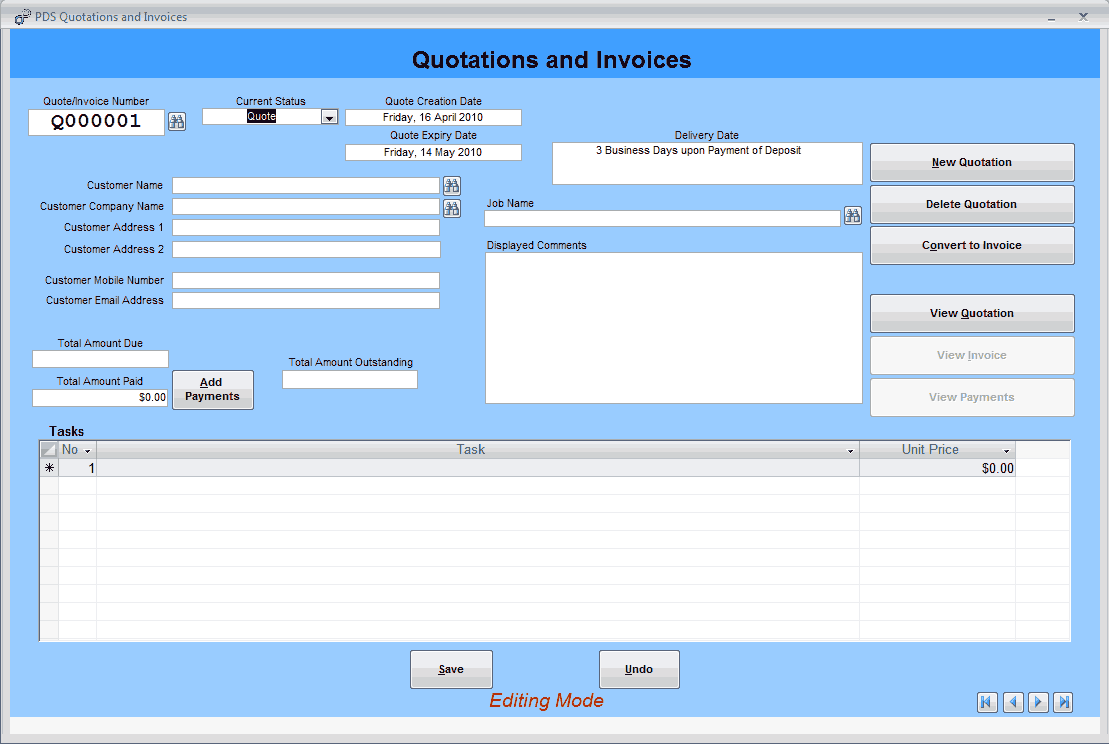 Quotations and Invoices LITE 2013 Build 1.0