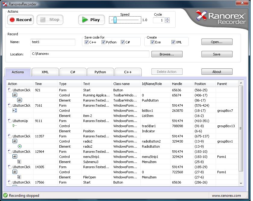 Ranorex 1.3.0