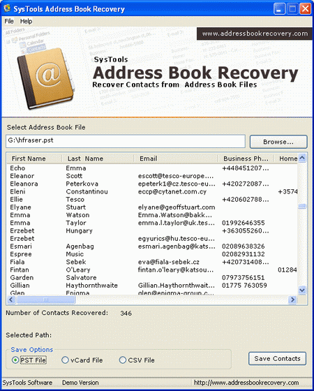 Recover PST Contacts 1.0