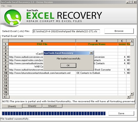 Recovering Files From Excel 2.5