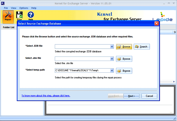 Recovery Files - Exchange Server Recovery 11.05.01
