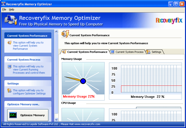 RecoveryFix Memory Optimizer 11.03