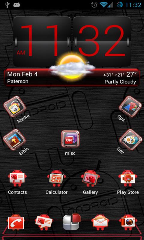 Red Android Blend NextLauncher 1.2