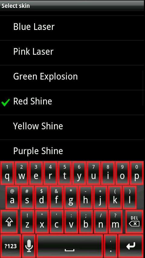 Red Shine HD Keyboard Skin 1.0