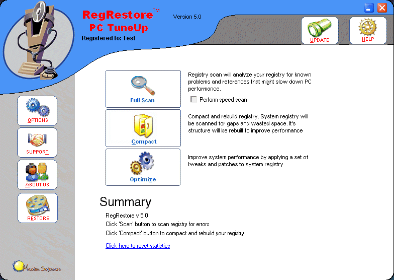 RegRestore PC TuneUp 5.0