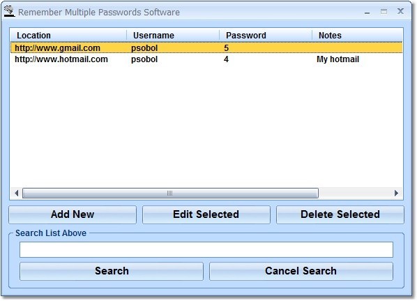 Remember Multiple Passwords Software 7.0