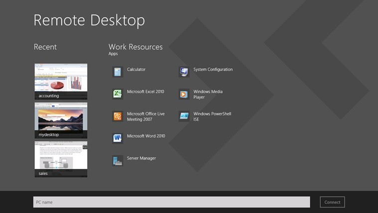 Remote Desktop for Win8 UI 1.0