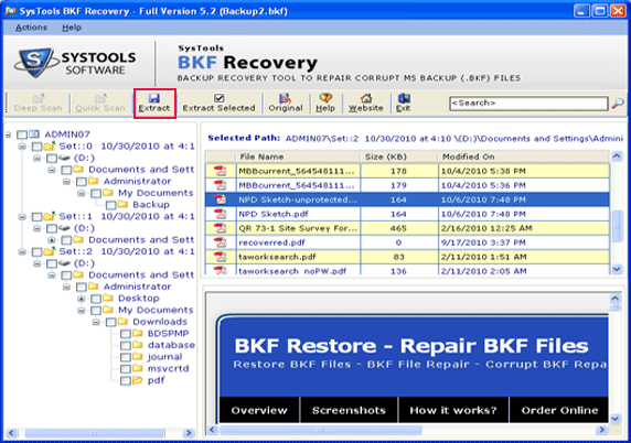 Repair BKF File 5.4