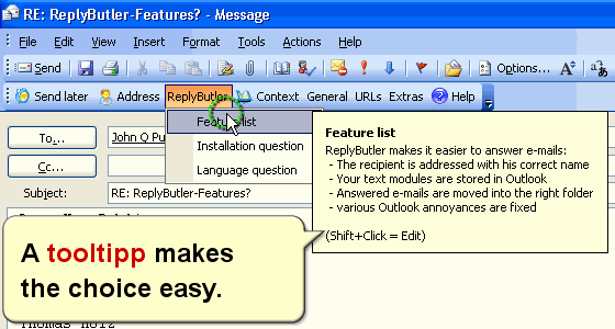 ReplyButler: Outlook boilerplate texts 5.04