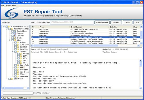 Retrieve Outlook PST Folder 8.4