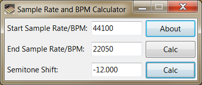 Sample Rate and BPM Calculator 1.01