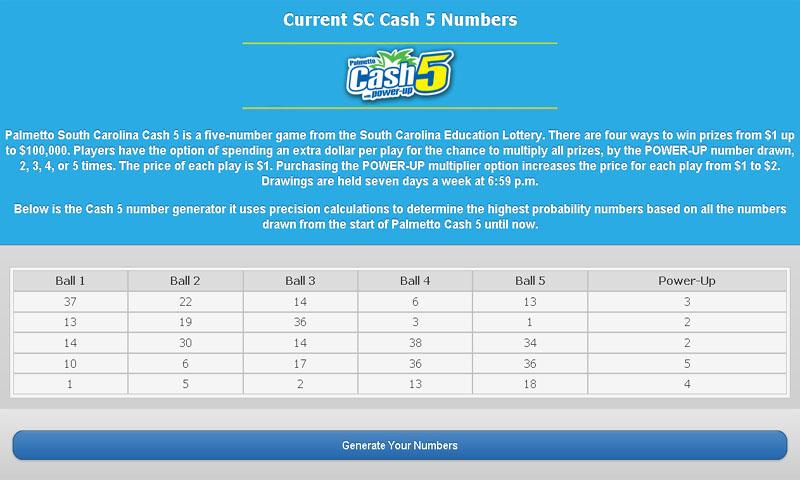 SC Cash 5 Lottery Generator 2.0