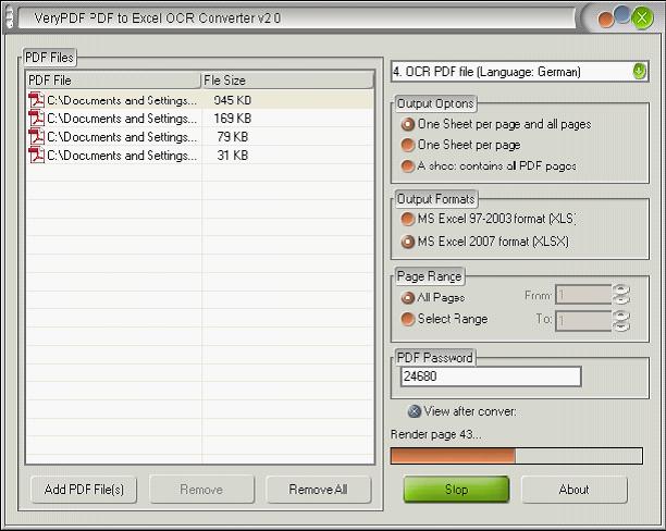 Scanned PDF to XLS Converter 1.0