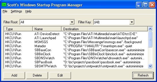 Scotts Windows Startup Program Manager 1.1