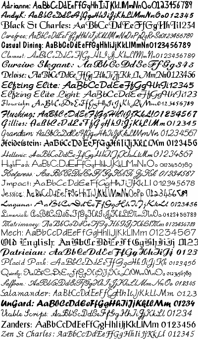 Script and Calligraphy Fonts 3.5b 