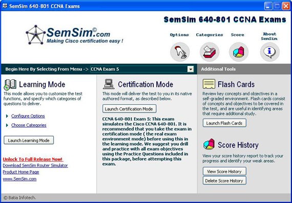 SemSim 640-801 CCNA Practice Exams 11.2.1