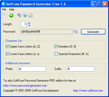SF Password Generator Lite 1.0