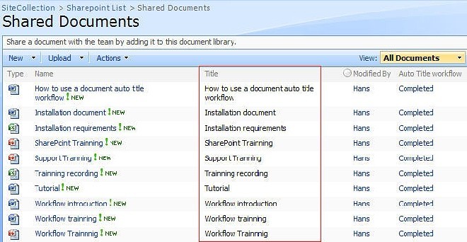 SharePoint Document Auto Title 1.3.823.41