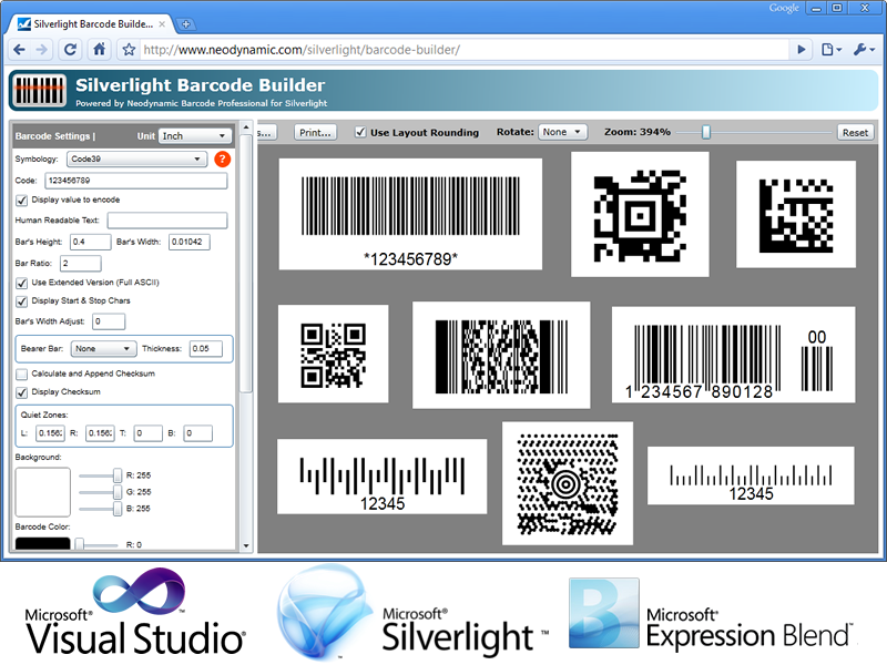 Silverlight Barcode Professional 2.0