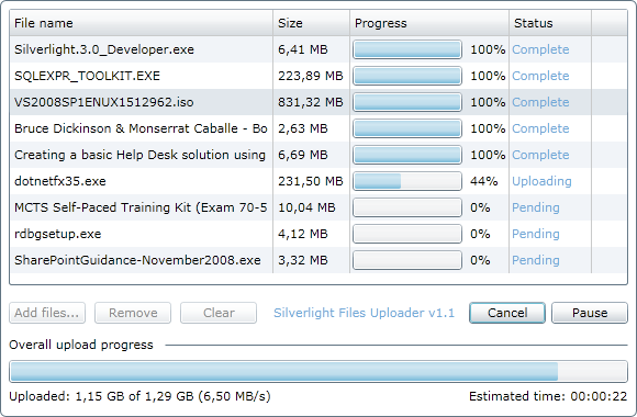 Silverlight Files Uploader 1.1