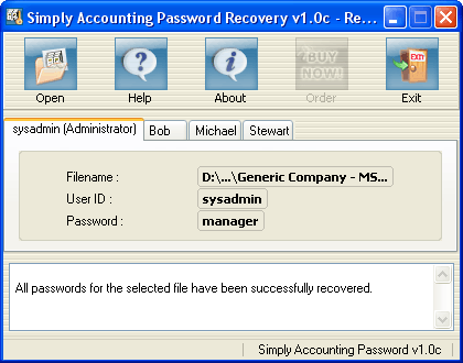 Simply Accounting Password Recovery 1.0d