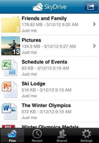SkyDrive for iPhone and iPad 2.1