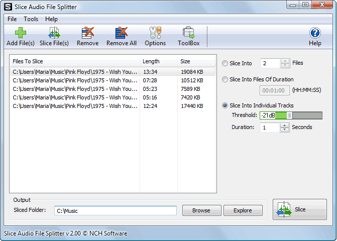 Slice Audio File Splitter 1.00