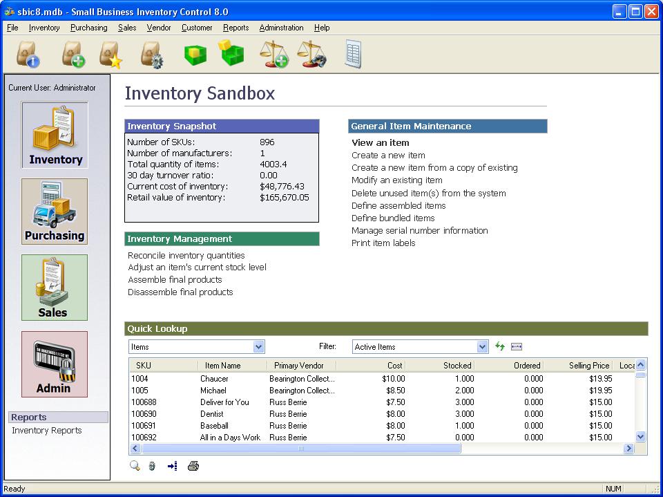 Small Business Inventory Control Pro 8.00