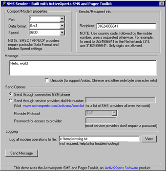 SMS and Pager Toolkit 4.1
