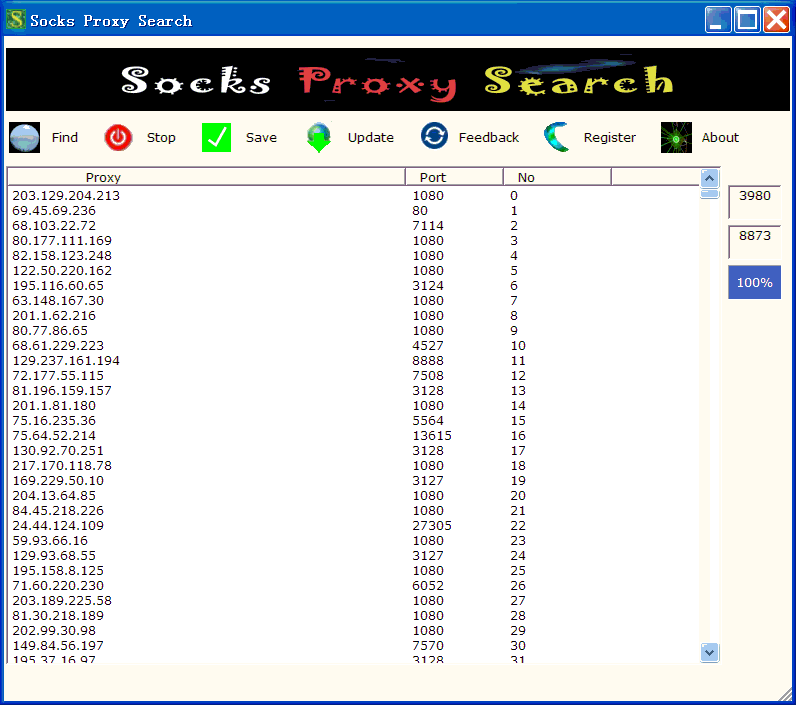 Socks Proxy Search 1.25