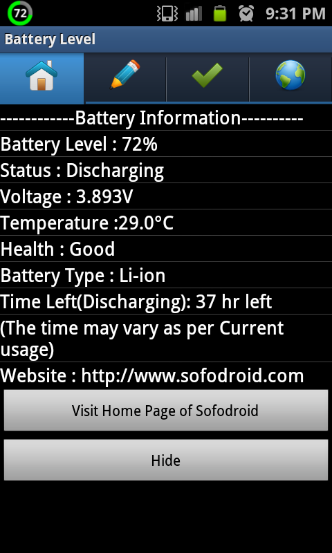 Sofodroid Battery Level 1.0.1