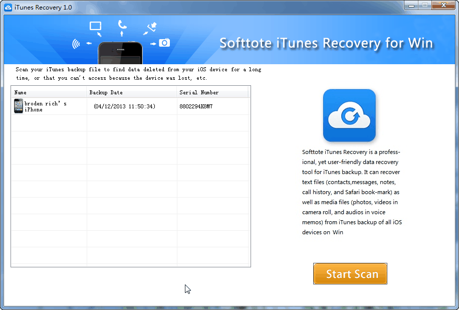 Softtote iTunes Recovery for Windows 1.1.0
