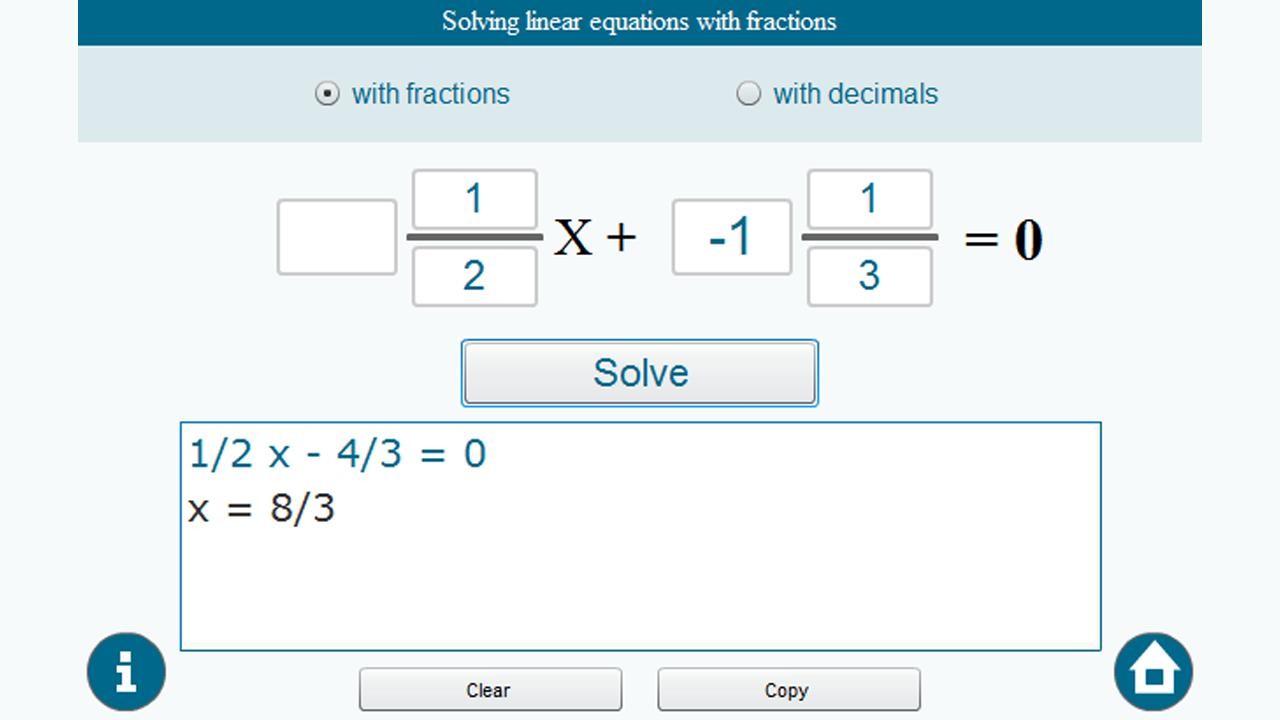 Solving first degree equations 1.0.0