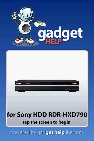 Sony RDR HXD790 Gadget Help 1.0