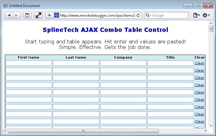 SplineTech AJAX Combo Table Control 1.1