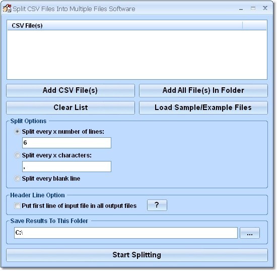 Split CSV Files Into Multiple Files Software 7.0