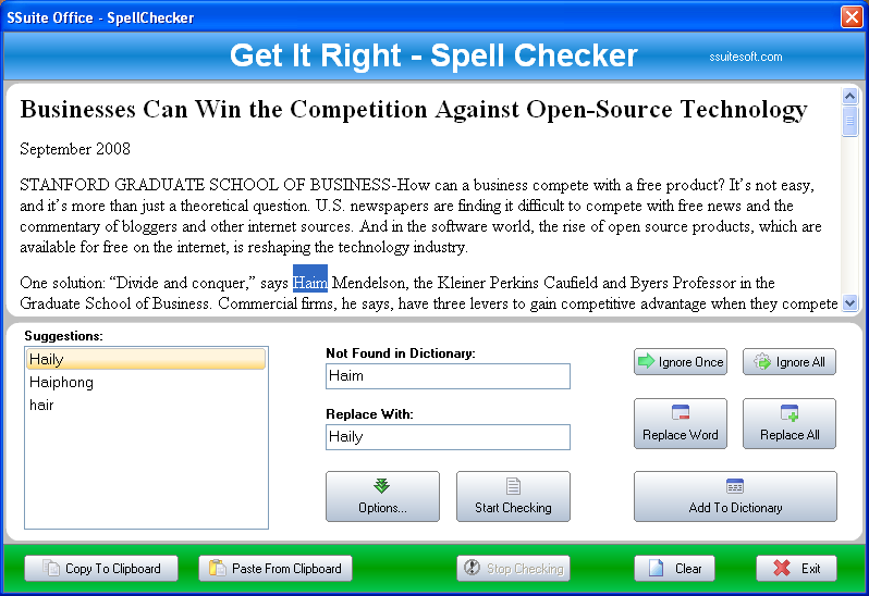 SSuite Office - Spell Checker 2.0