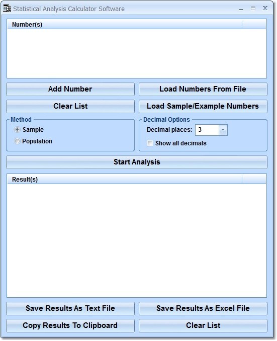 Statistical Analysis Calculator Software 7.0