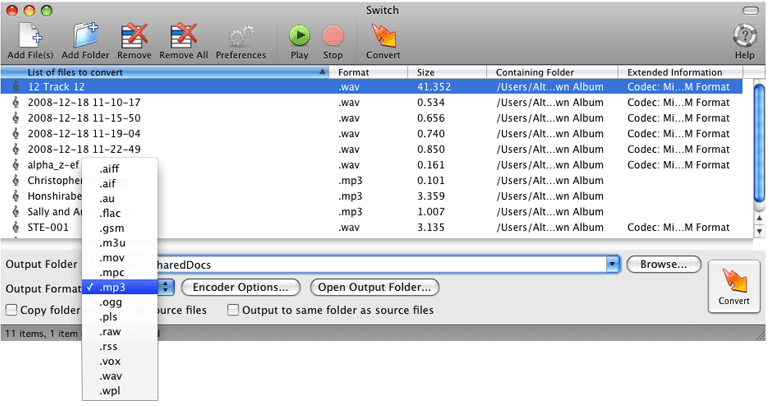 Switch Free Mac MP3 Converter 4.67