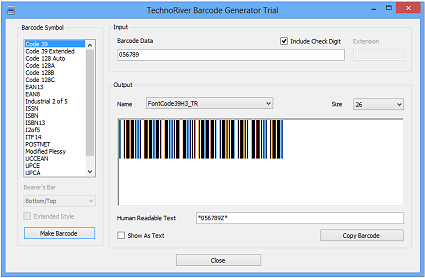 TechnoRiver Barcode Font 1.02