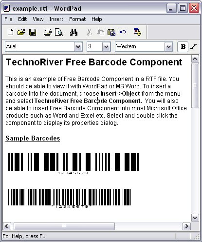 TechnoRiver Free Barcode Software Component 1.1