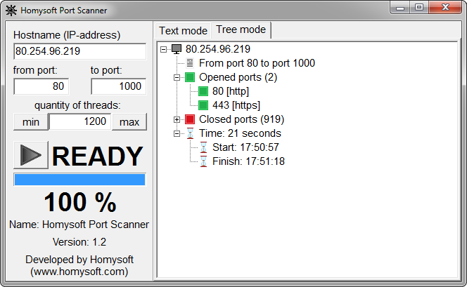 The Homysoft Port Scanner 1.2