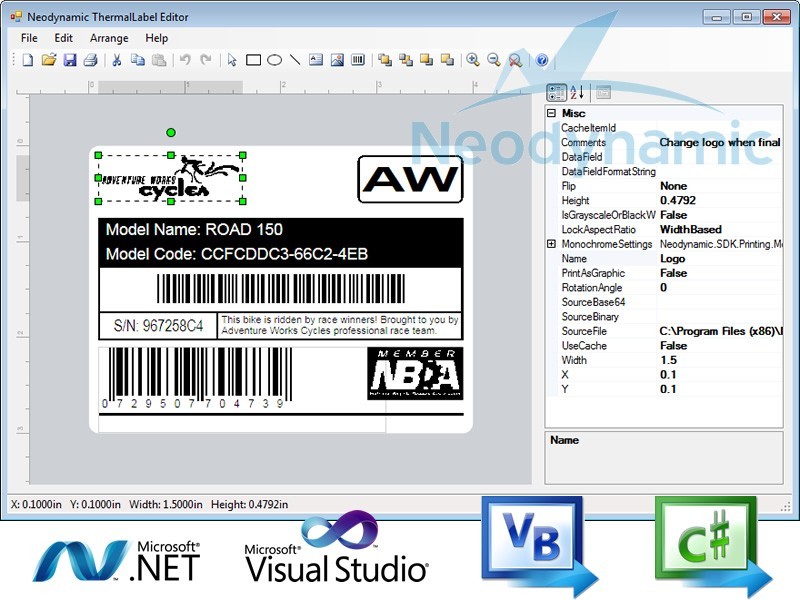 ThermalLabel Visual Editor for .NET 5.0