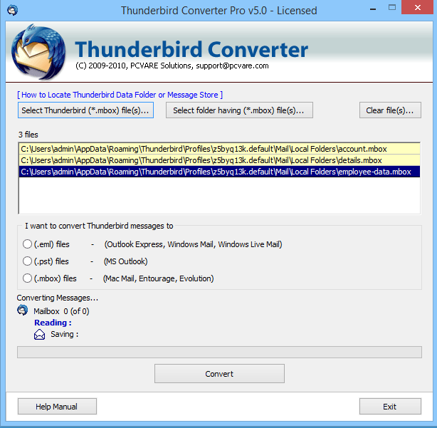 Thunderbird to Windows Live Mail 2.01