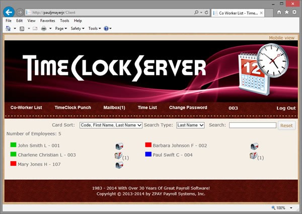 TimeClockServer 1.0.1