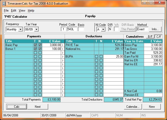 Timesaver:Calc for Tax 2010 1.0
