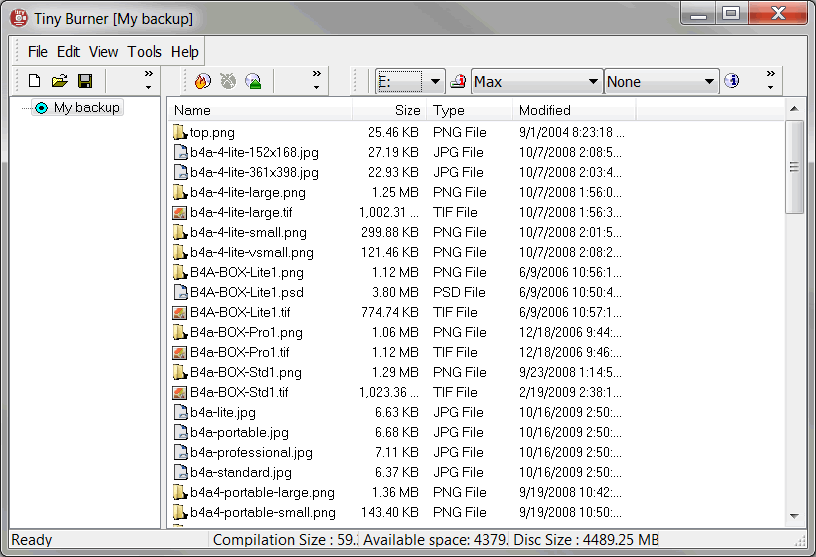 TinyBurner Free Burning Software 1.0.202