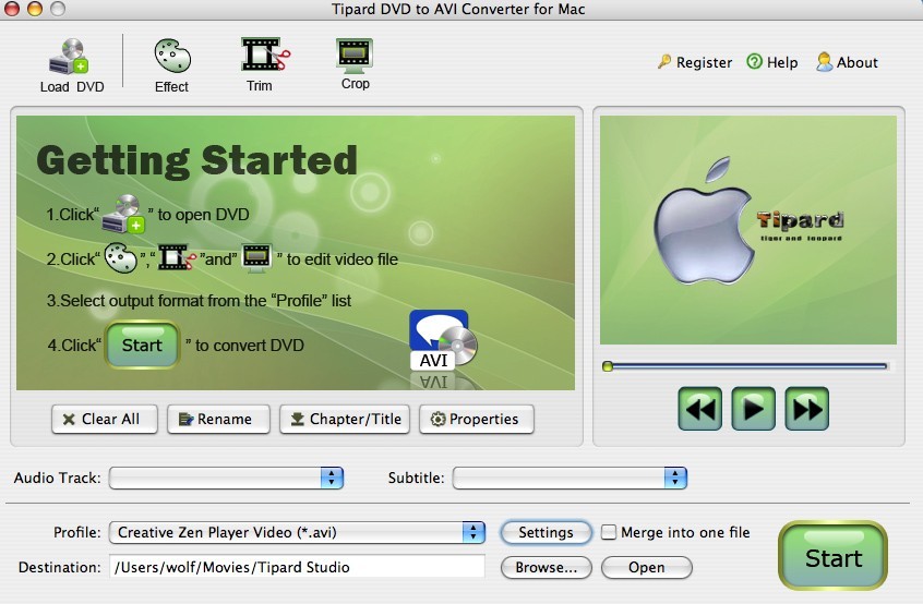 Tipard DVD to AVI Converter for Mac 3.1.30