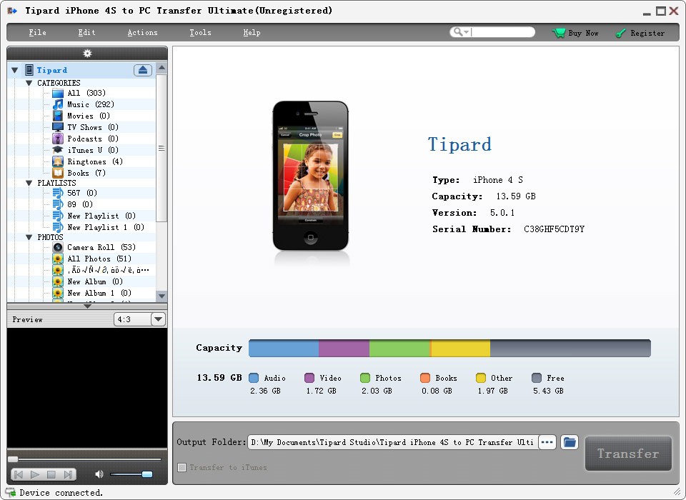 Tipard iPhone 4S to PC Transfer Ultimate 5.1.28