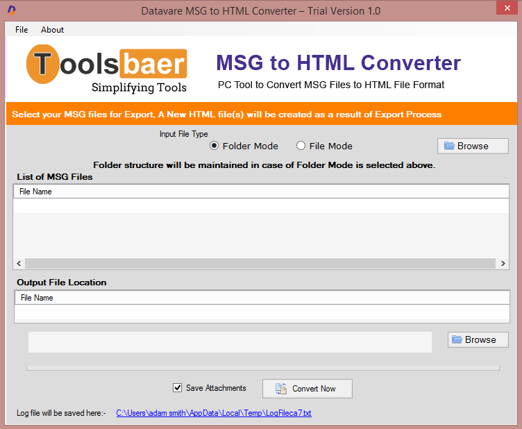 ToolsBaer MSG to HTML Conversion 1.0